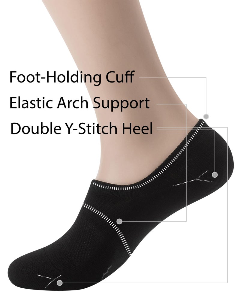Pro Mountain No Show Socks Unisex Wide Toe Box For Health Y Heel Forefoot Size L Mix 8 Pack Cotton Cushion Footies Sneakers US Women 10-12 Men 9-11 - Image 5
